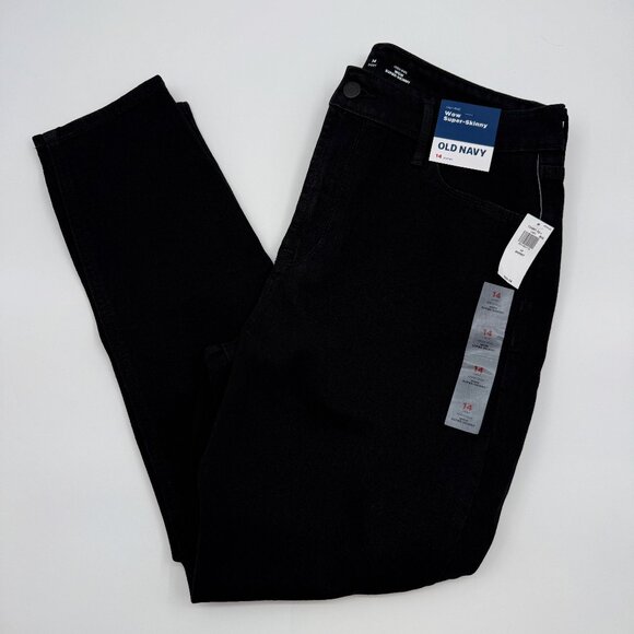Old Navy WOW Super Skinny Ankle Jeans Women 14 Short Black High Rise Stretch NWT - Picture 1 of 11